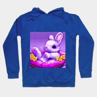 Pixel Bunny Flowers and Basket Hoodie